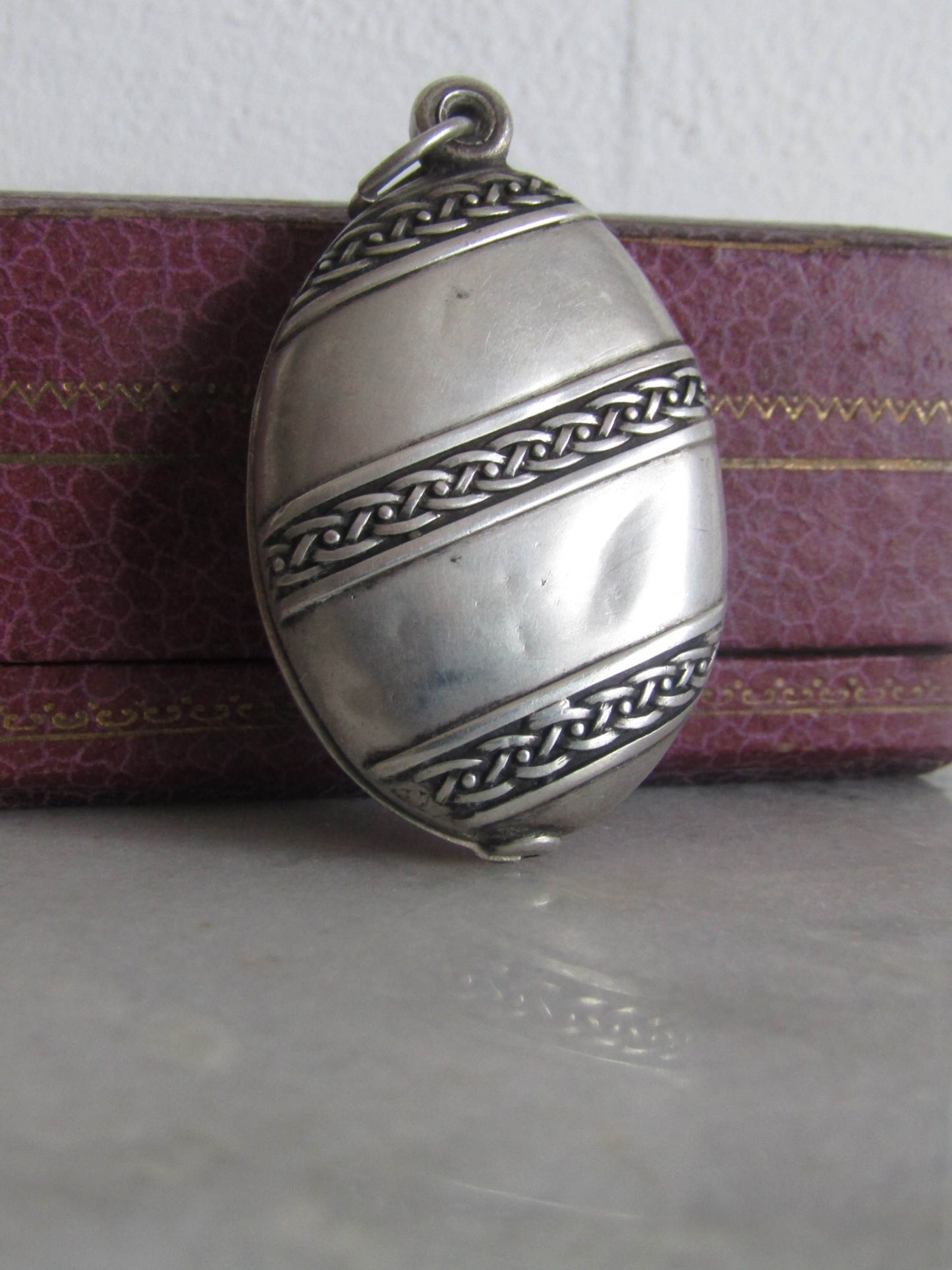 Silver Antique Slide Mirror Pendant