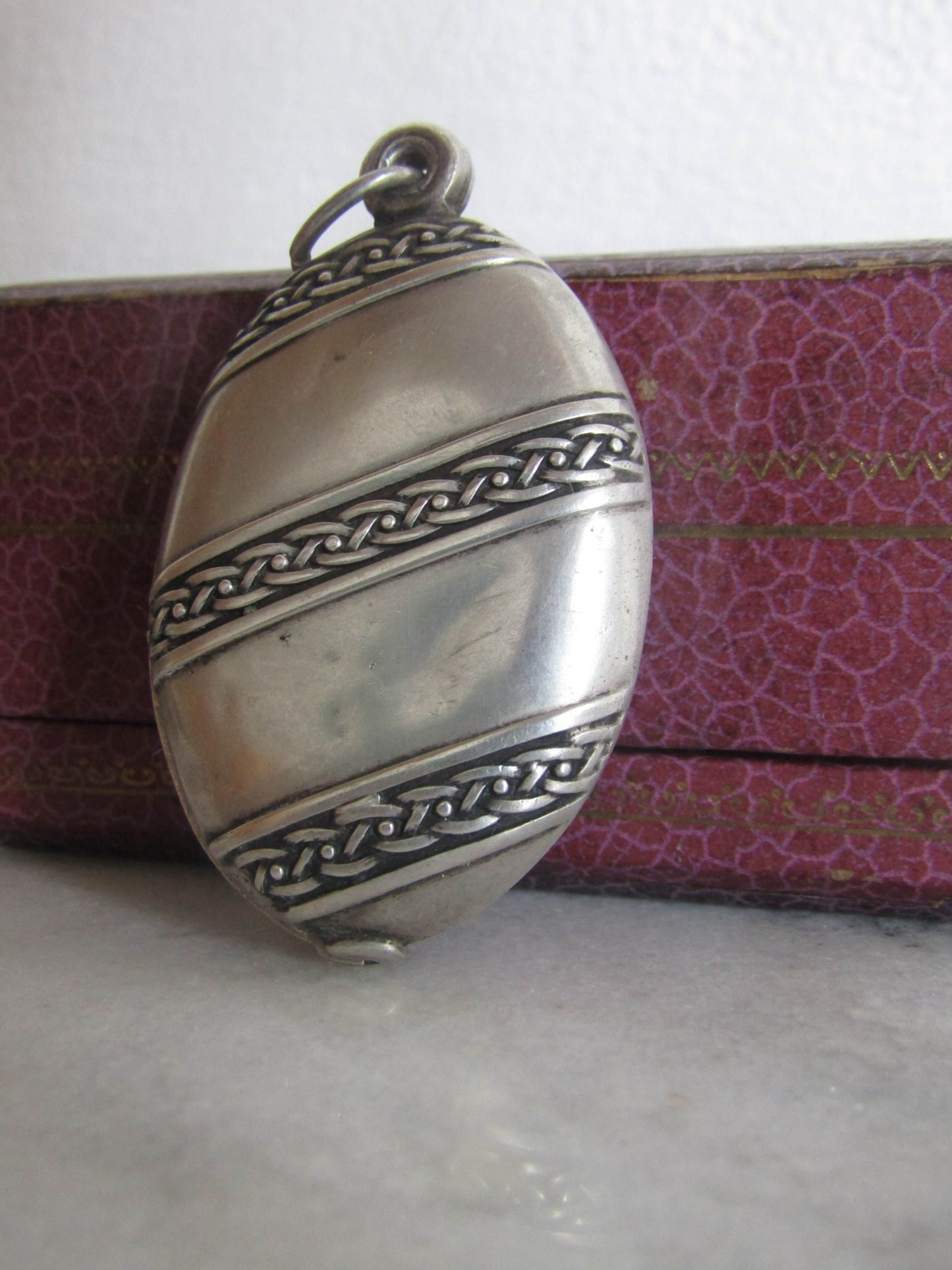 Silver Antique Slide Mirror Pendant