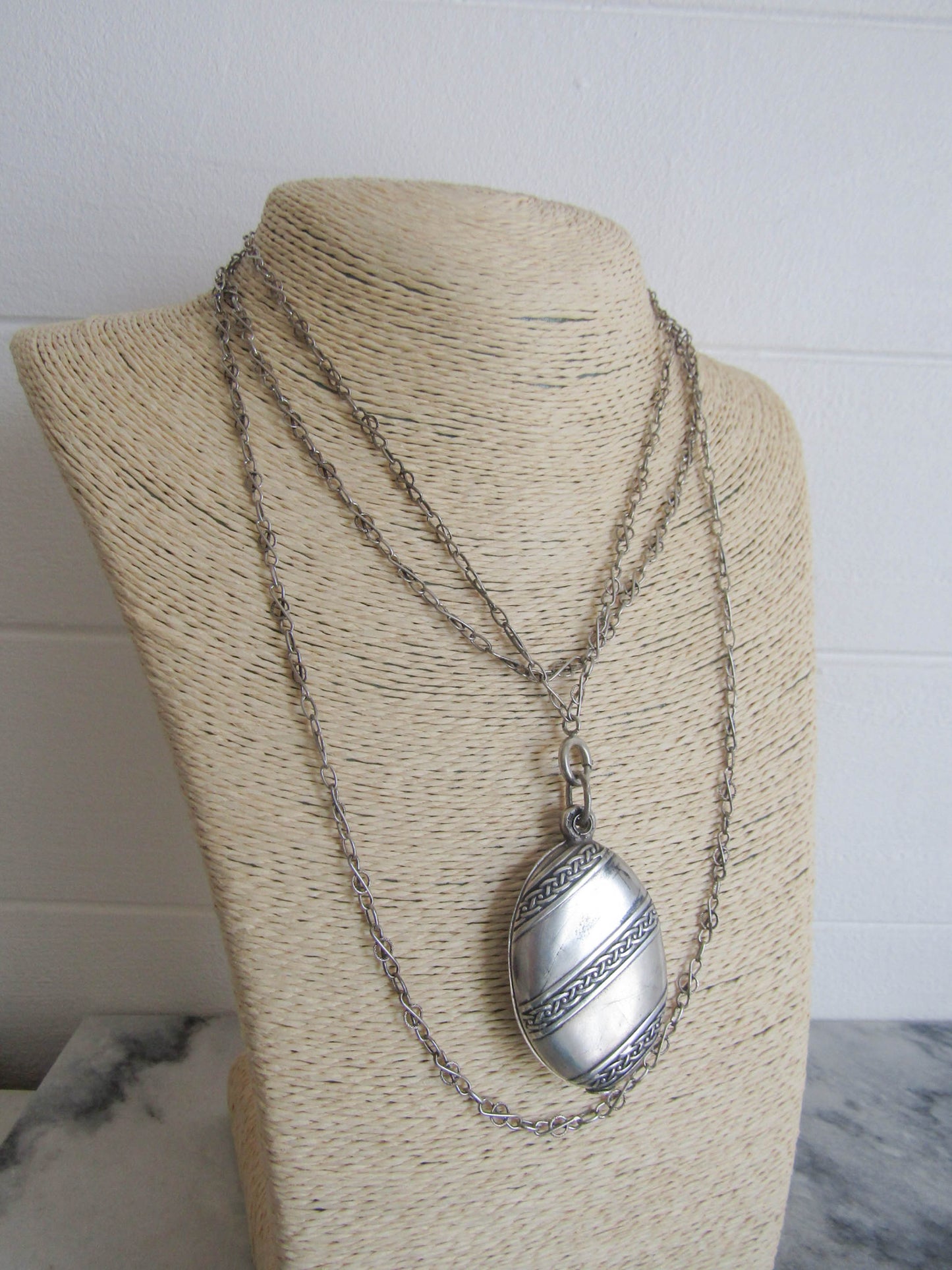 Silver Antique Slide Mirror Pendant