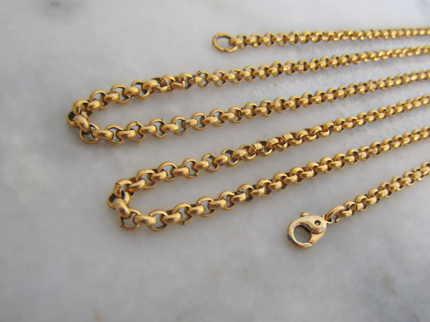 Antique Early Victorian Pinchbeck Rolo Long Guard Chain