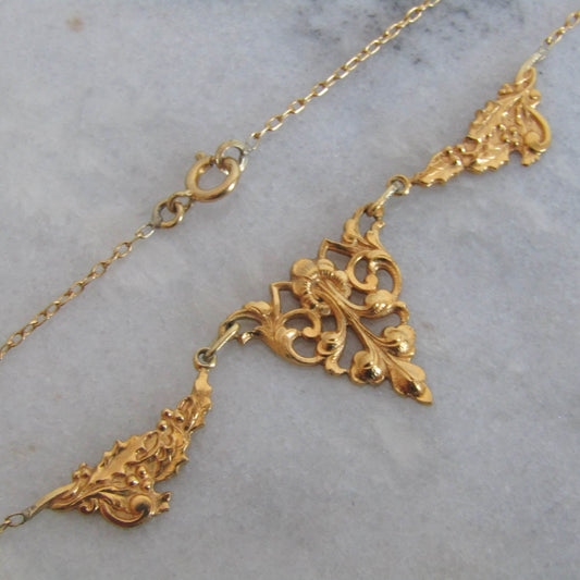 Antique Gold Filled Art Nouveau Drapery Necklace c. 1900