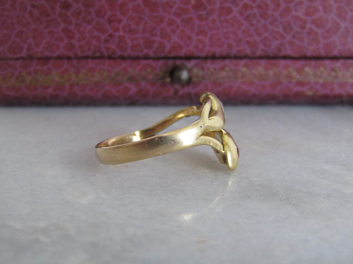 Antique 18K Gold Snake Ring with Diamond, Victorian French Serpent Engagement Ring c. 1900