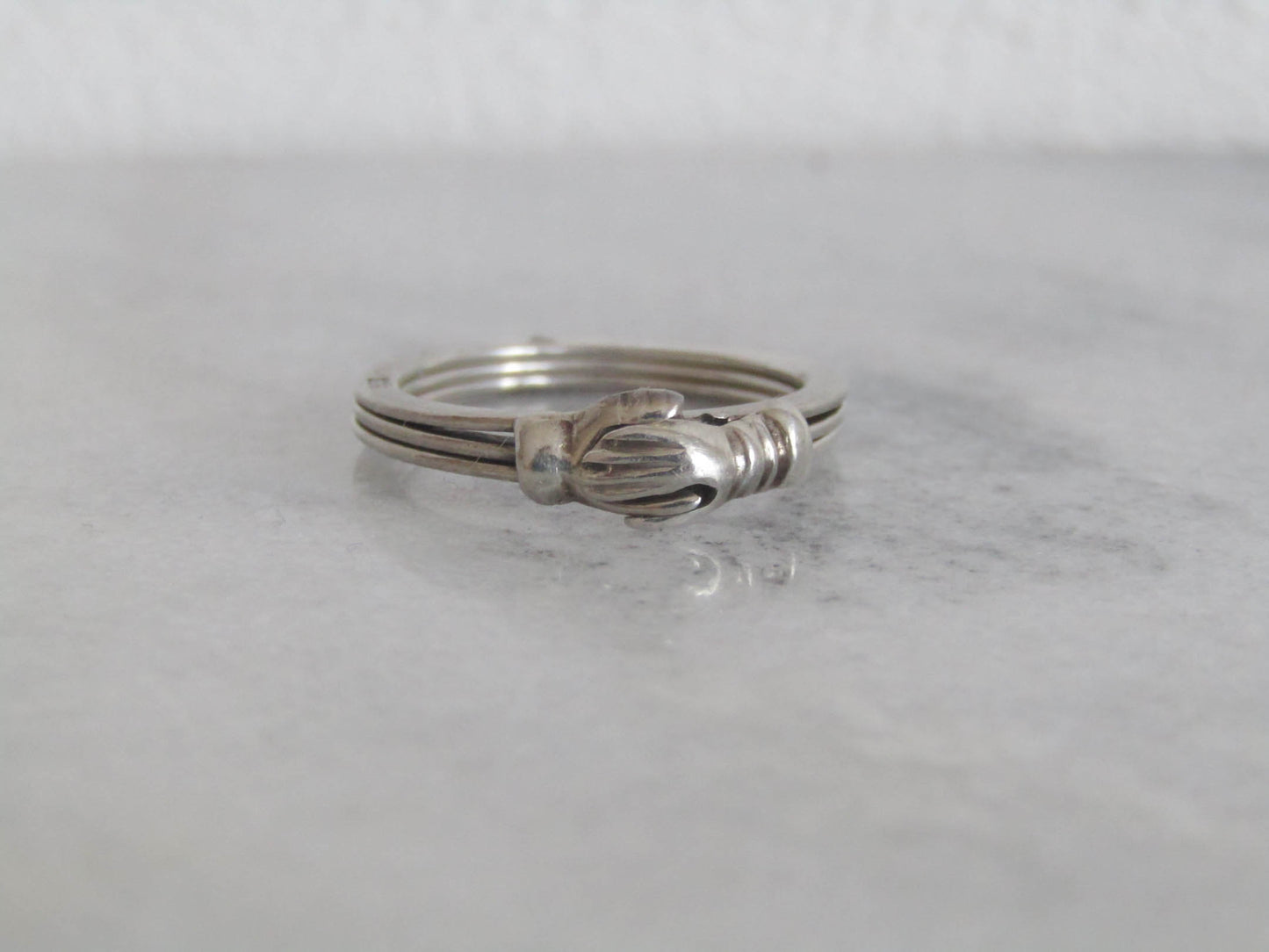 Vintage Clasped Hand Fede Gimmel Ring, Vintage Sterling Silver Ring