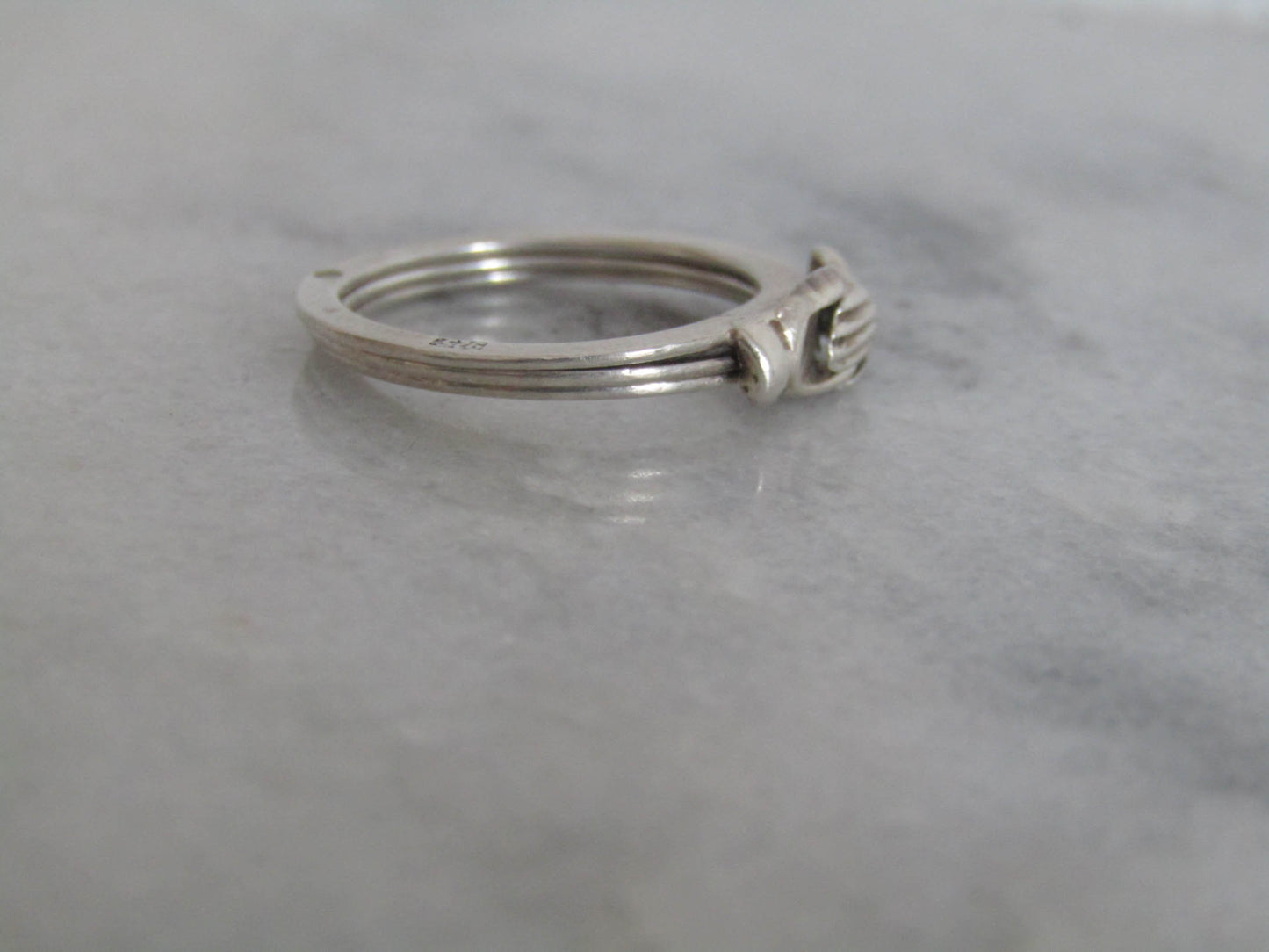 Vintage Clasped Hand Fede Gimmel Ring, Vintage Sterling Silver Ring