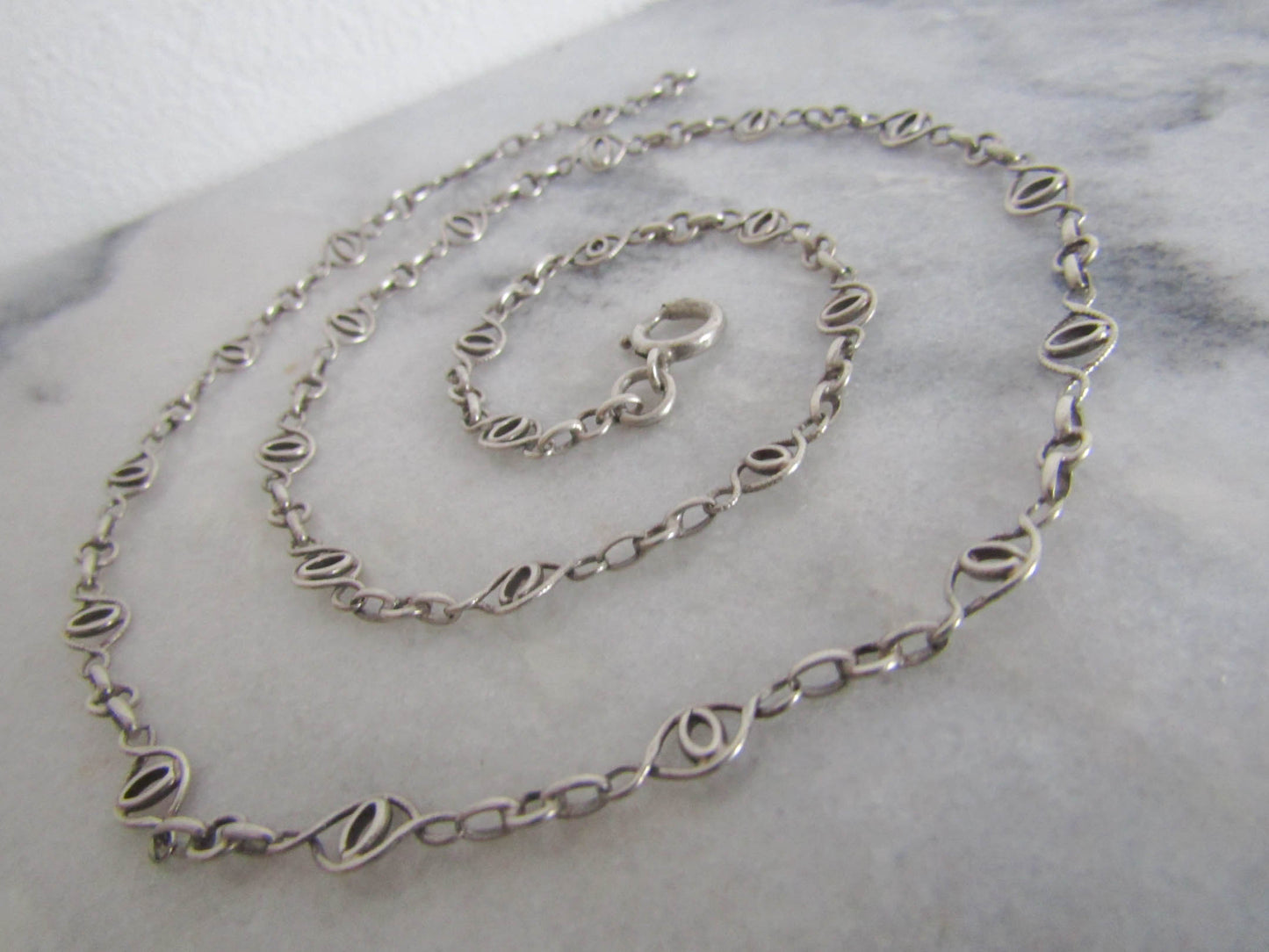 Antique French Silver Fancy Chain, Vintage Silver Necklace