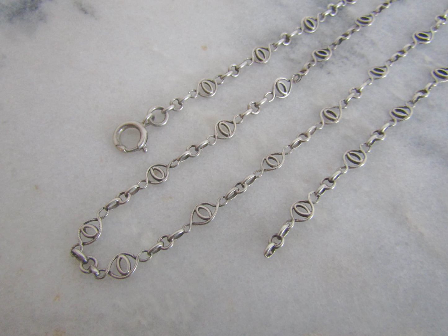 Antique French Silver Fancy Chain, Vintage Silver Necklace