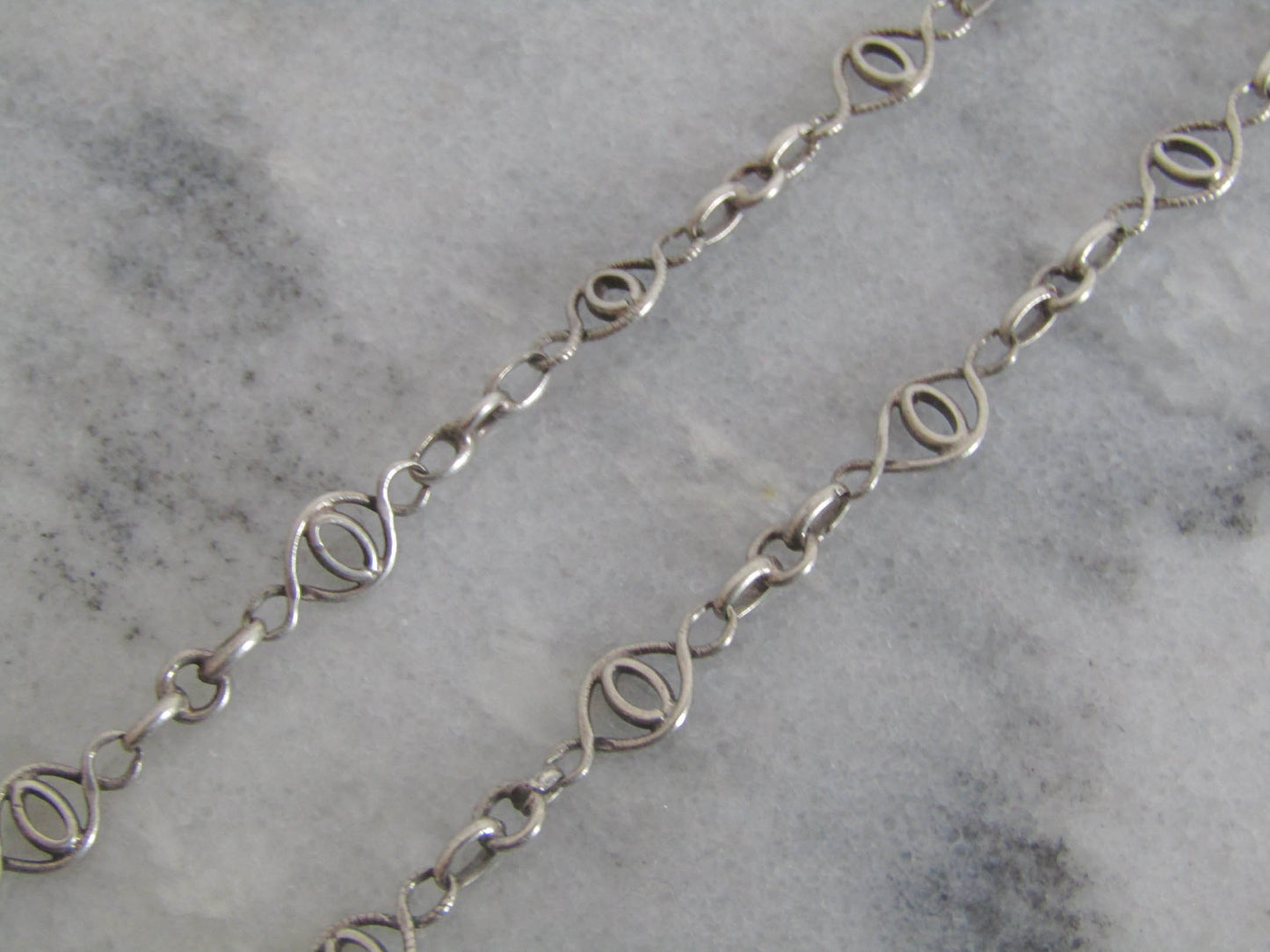 Antique French Silver Fancy Chain, Vintage Silver Necklace