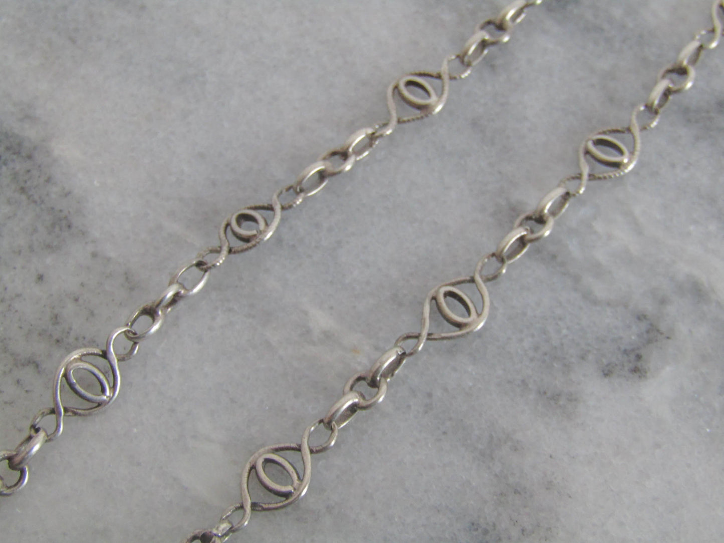 Antique French Silver Fancy Chain, Vintage Silver Necklace