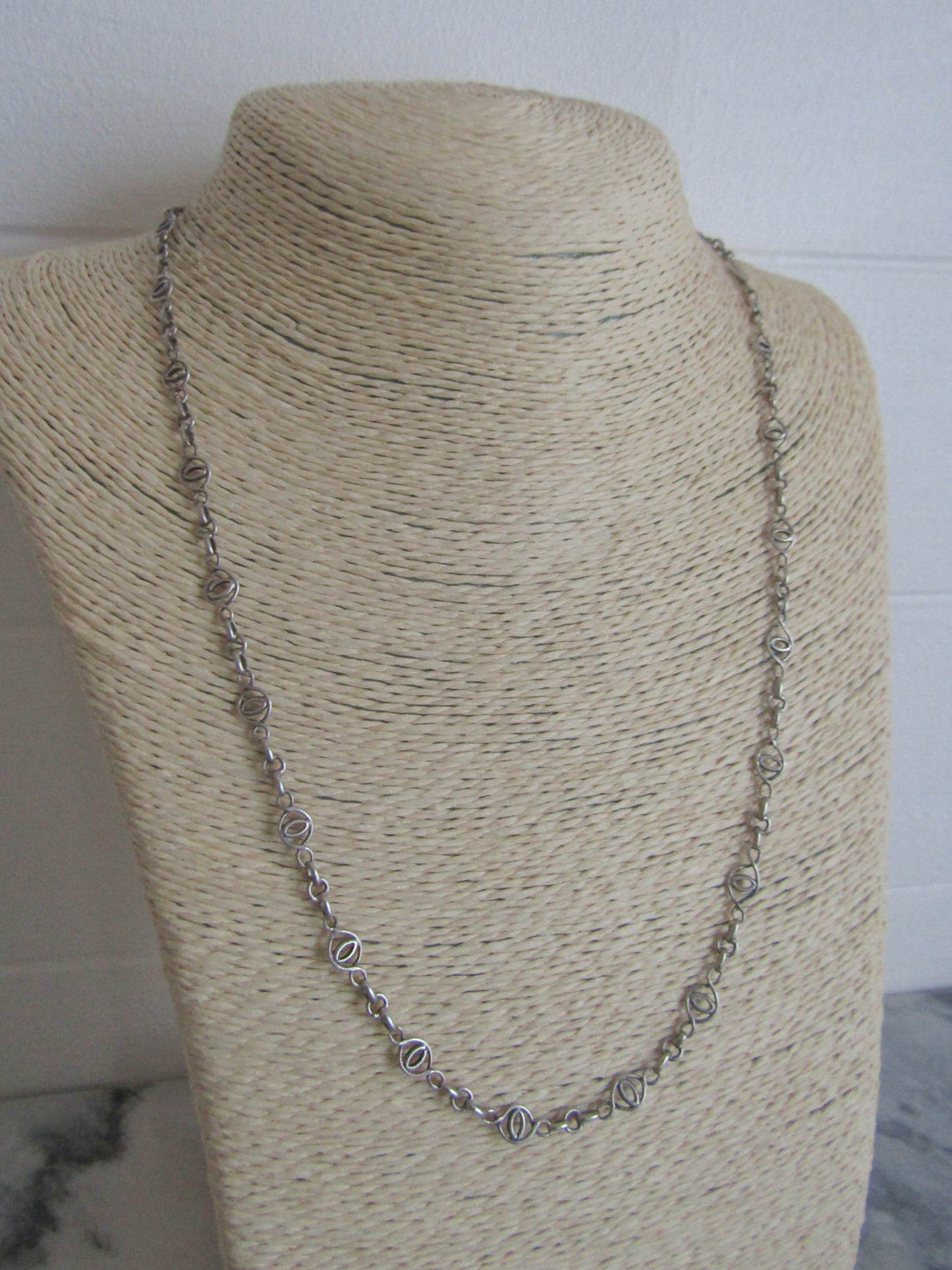 Antique French Silver Fancy Chain, Vintage Silver Necklace