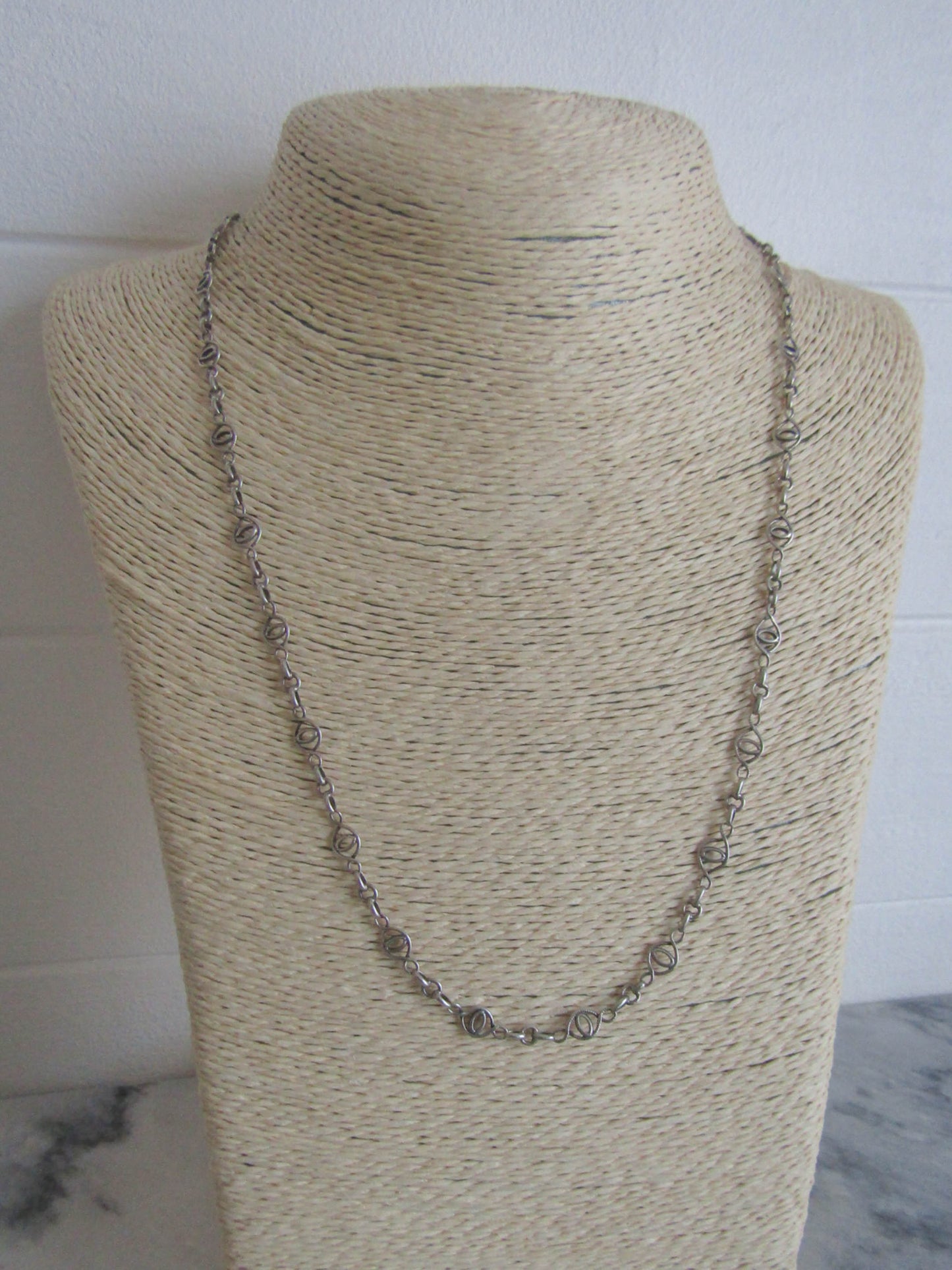 Antique French Silver Fancy Chain, Vintage Silver Necklace