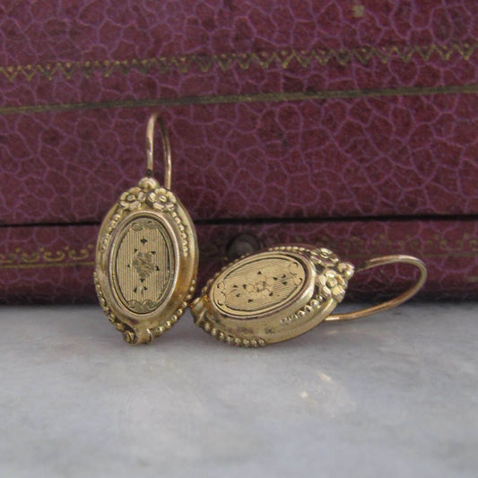 Antique Gold Filled Earrings, French Brisseur Earrings c. 1900