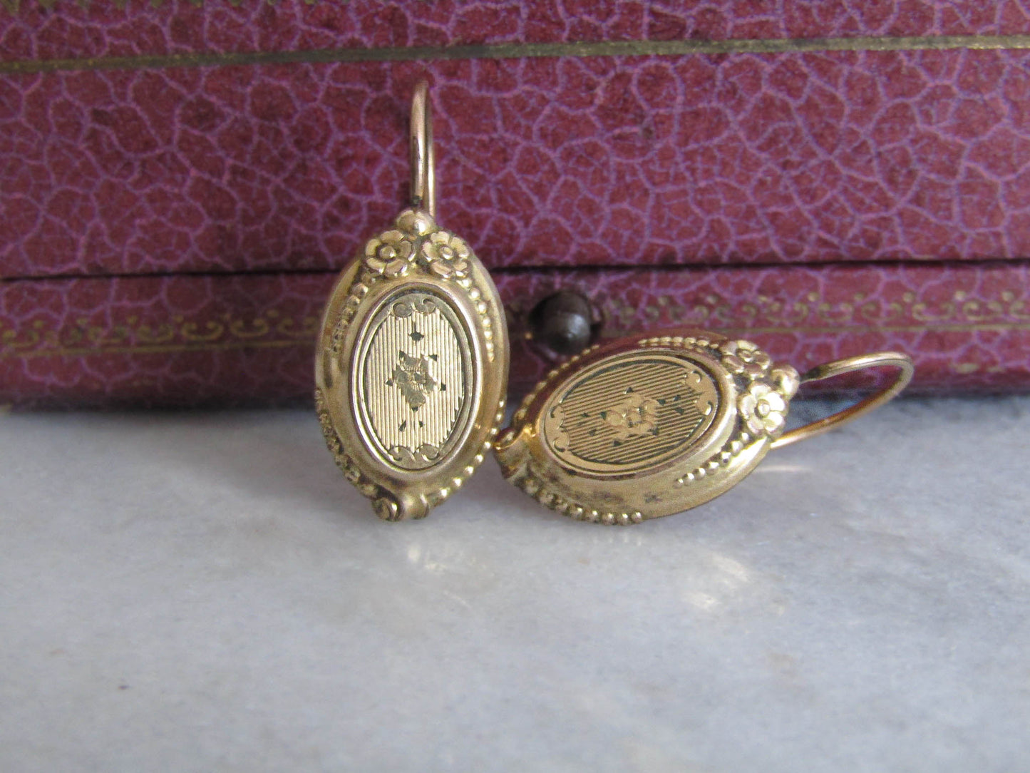 Antique Gold Filled Earrings, French Brisseur Earrings c. 1900