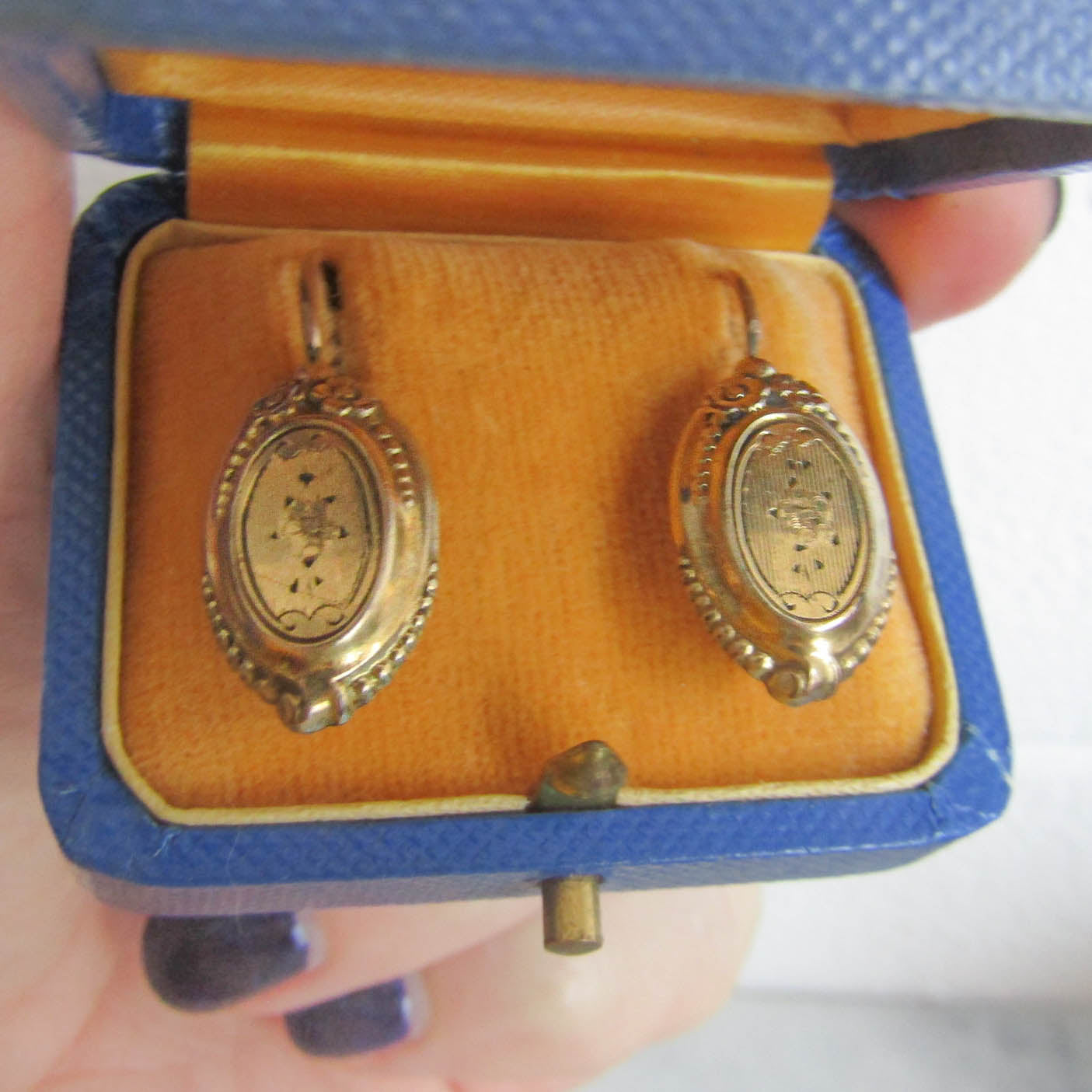 Antique Gold Filled Earrings, French Brisseur Earrings c. 1900