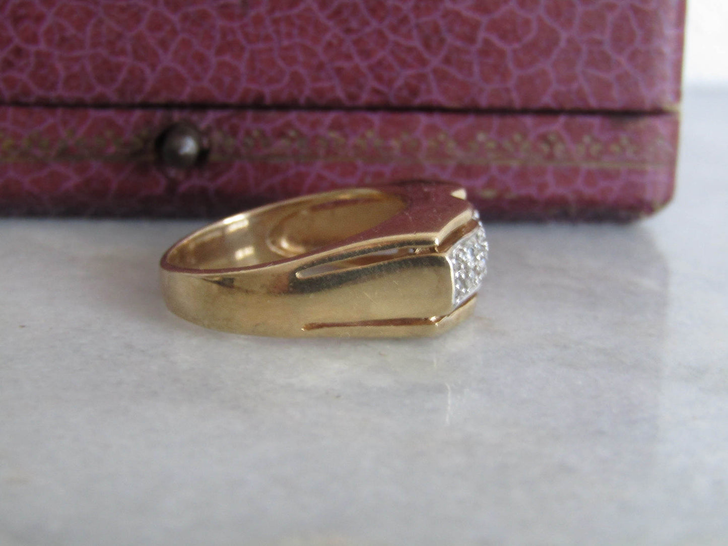 Vintage 18K Solid Gold Art Deco Tank Ring c. 1940