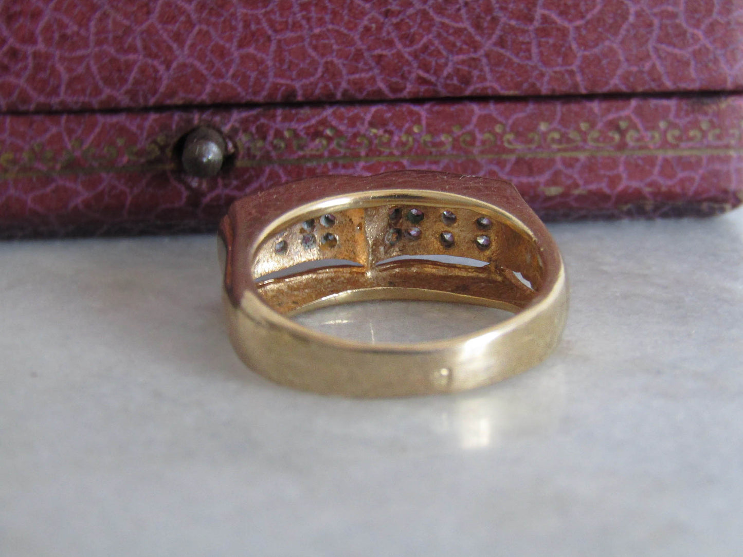 Vintage 18K Solid Gold Art Deco Tank Ring c. 1940