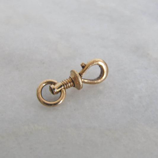 French Antique 18k Gold Solid Victorian Screw Bolt Dog Clip Clasp Swivel Pendant Holder Connector Parts