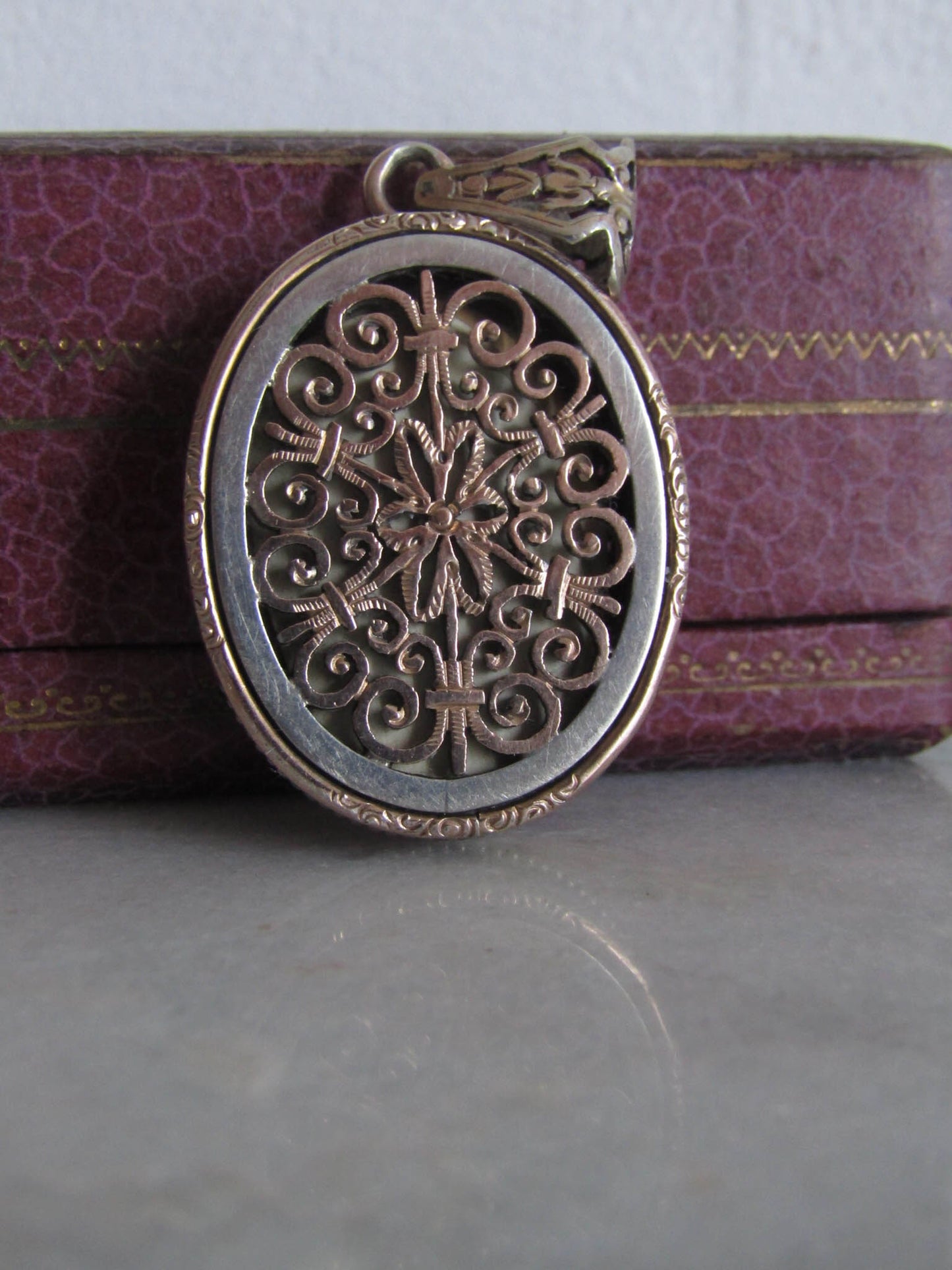 Antique French Silver Aesthetic Monogram Locket c. 1880