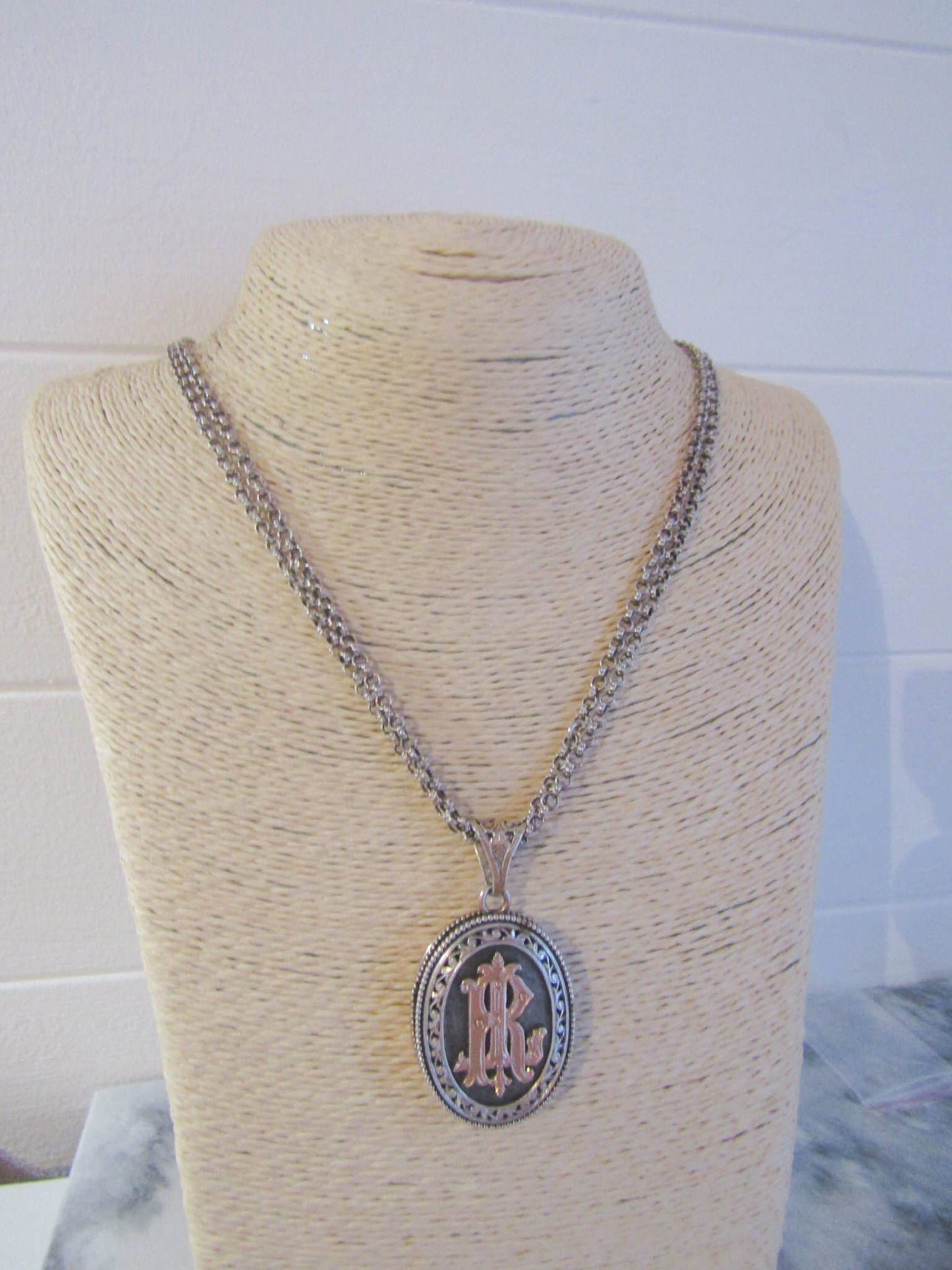 Antique French Silver Aesthetic Monogram Locket c. 1880