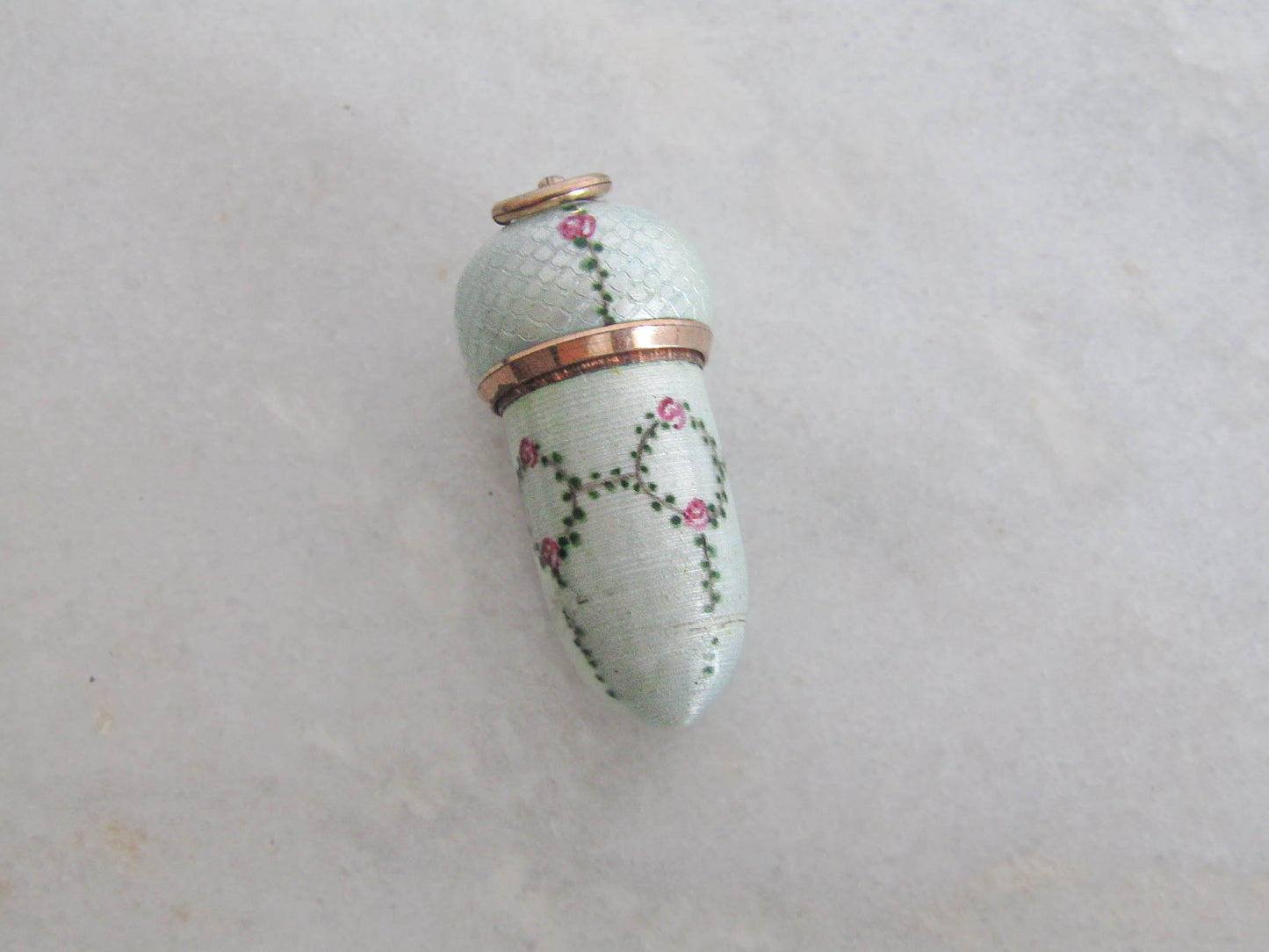 Antique Guilloche Enamel Art Nouveau Acorn Pendant c. 1900