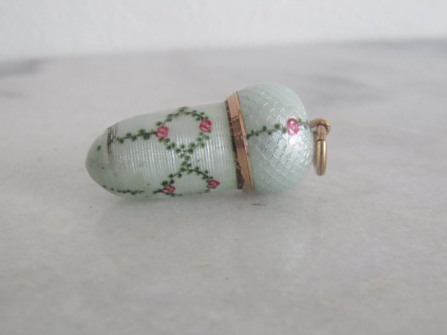 Antique Guilloche Enamel Art Nouveau Acorn Pendant c. 1900