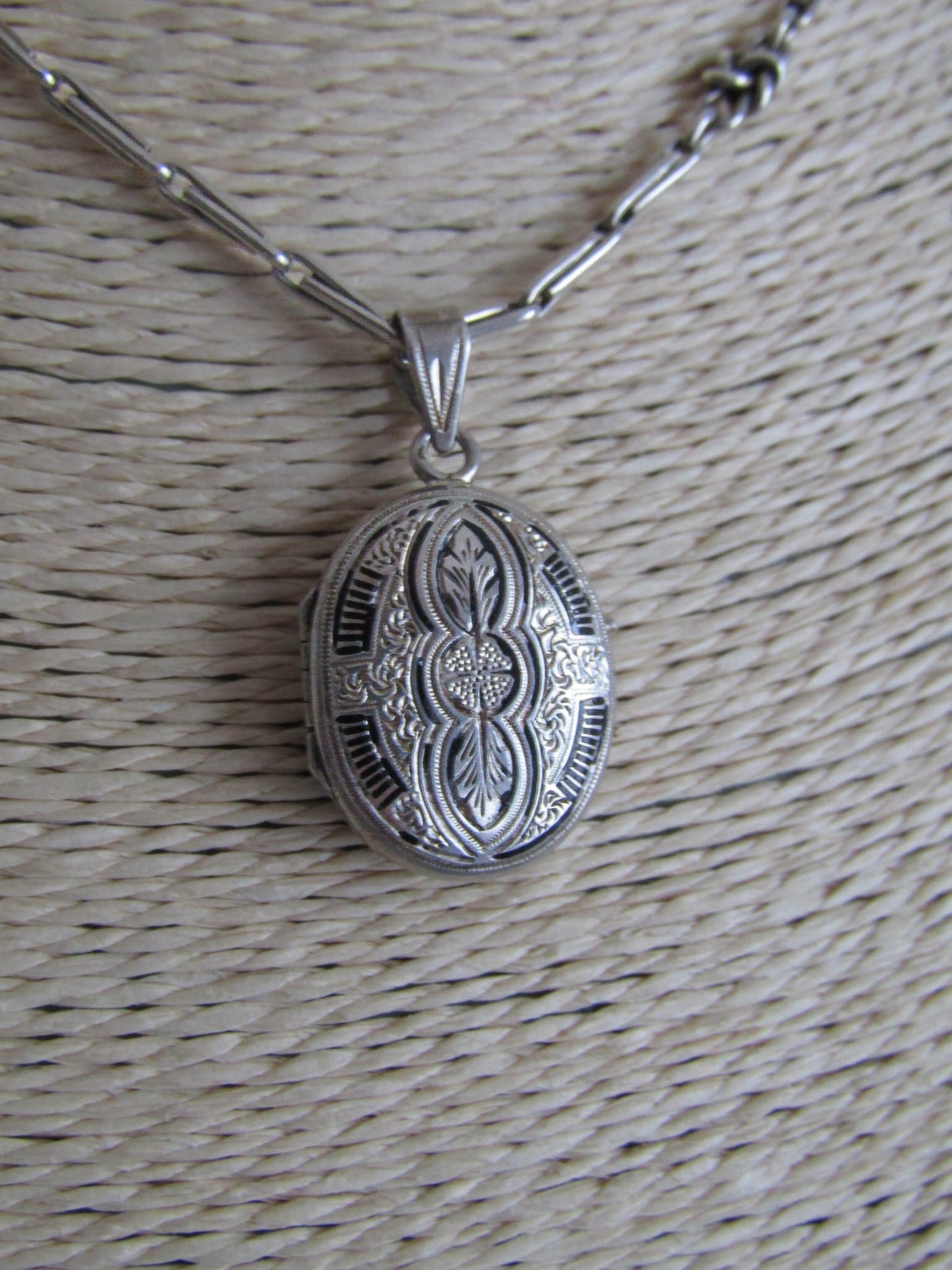 Antique Silver Enamel Victorian Locket with Hinged Glass Partition