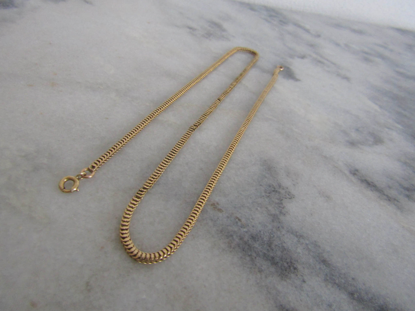 Antique 18K Solid Gold French Box Snake Chain Necklace c. 1880