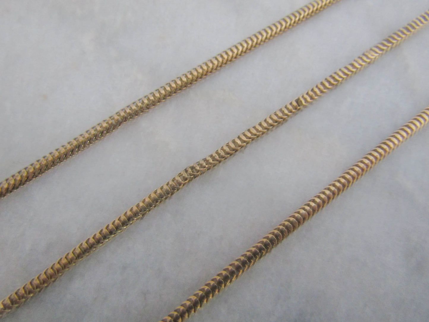 Antique 18K Solid Gold French Box Snake Chain Necklace c. 1880