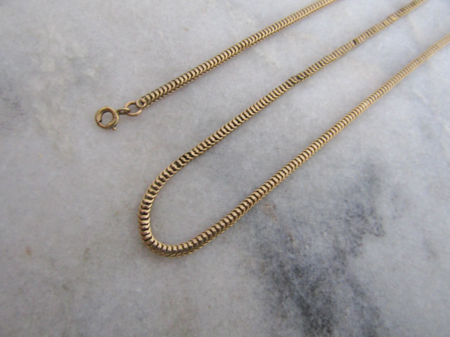 Antique 18K Solid Gold French Box Snake Chain Necklace c. 1880