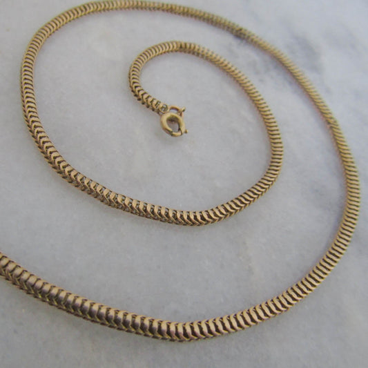 Antique 18K Solid Gold French Box Snake Chain Necklace c. 1880