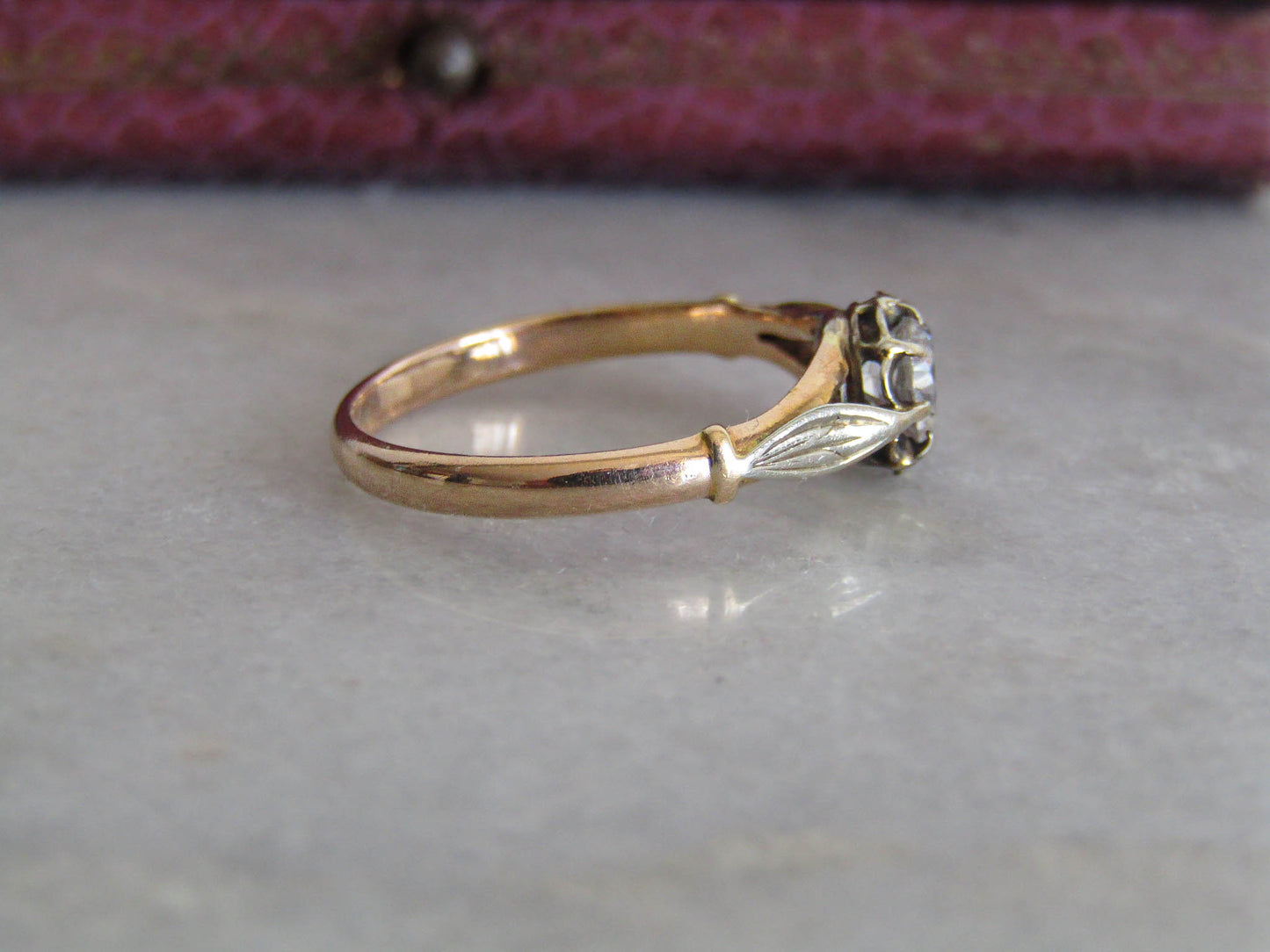 Antique 18K Solid Gold and Glass Paste Solitaire Ring c. 1900
