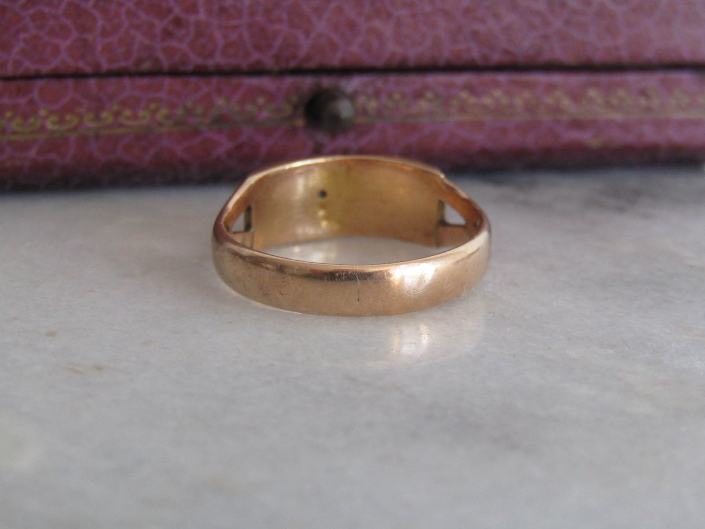 Antique 18K Solid Gold, Enamel French Regional Engagement Ring XIX Century