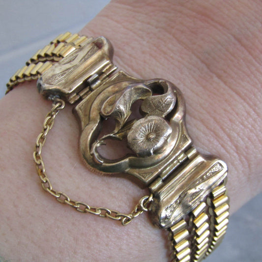 Antique Vermeil and Gold Filled Three Chain Bracelet