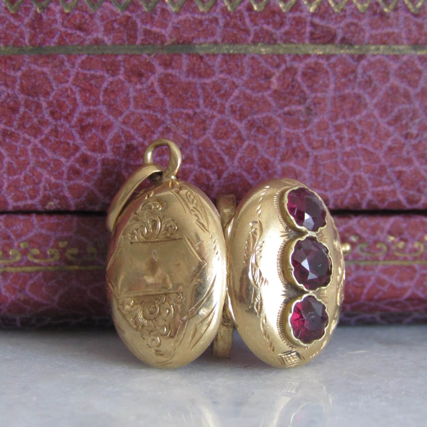 Antique Mid-Victorian French Garnet Locket c. 1860
