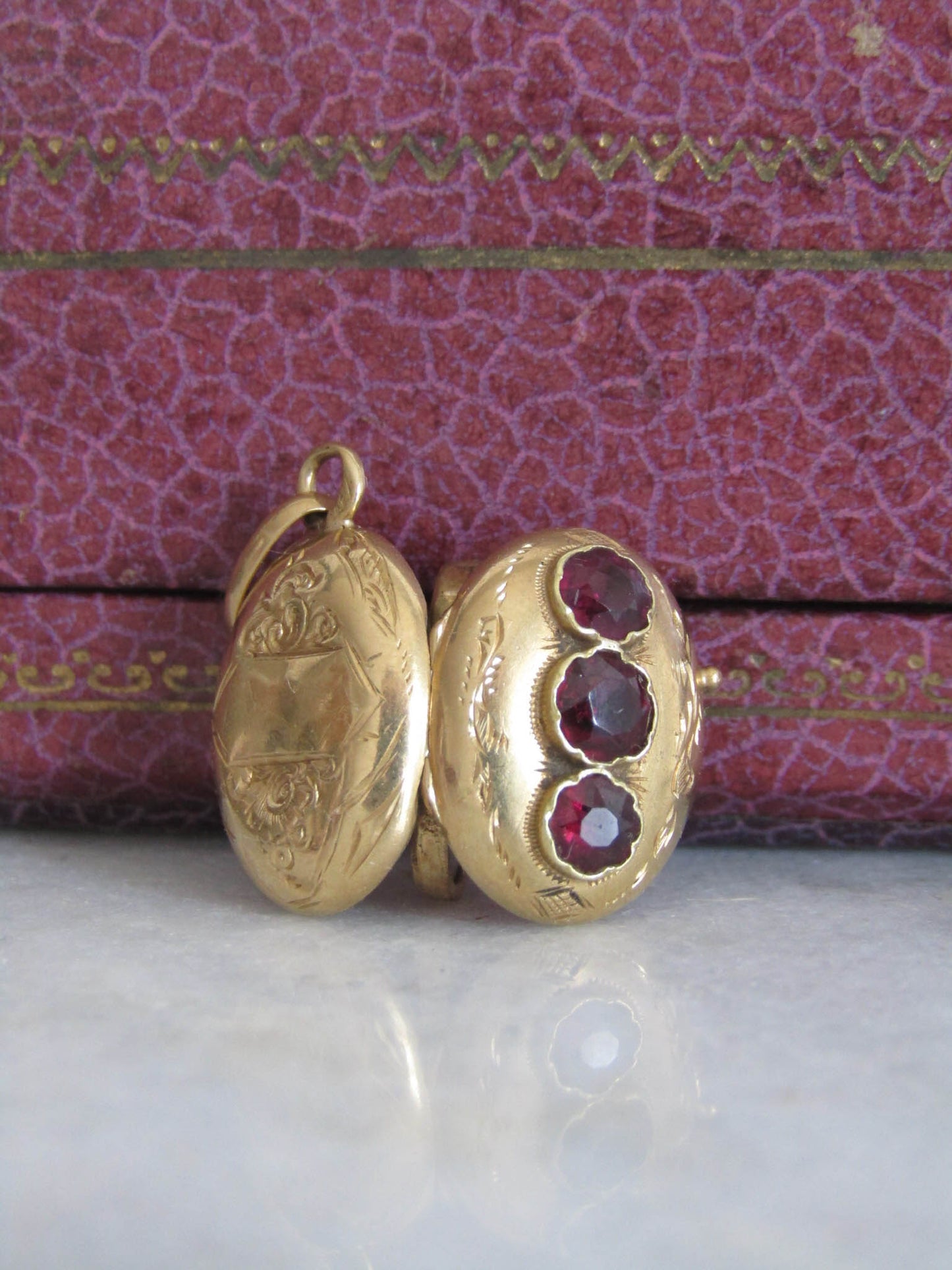 Antique Mid-Victorian French Garnet Locket c. 1860