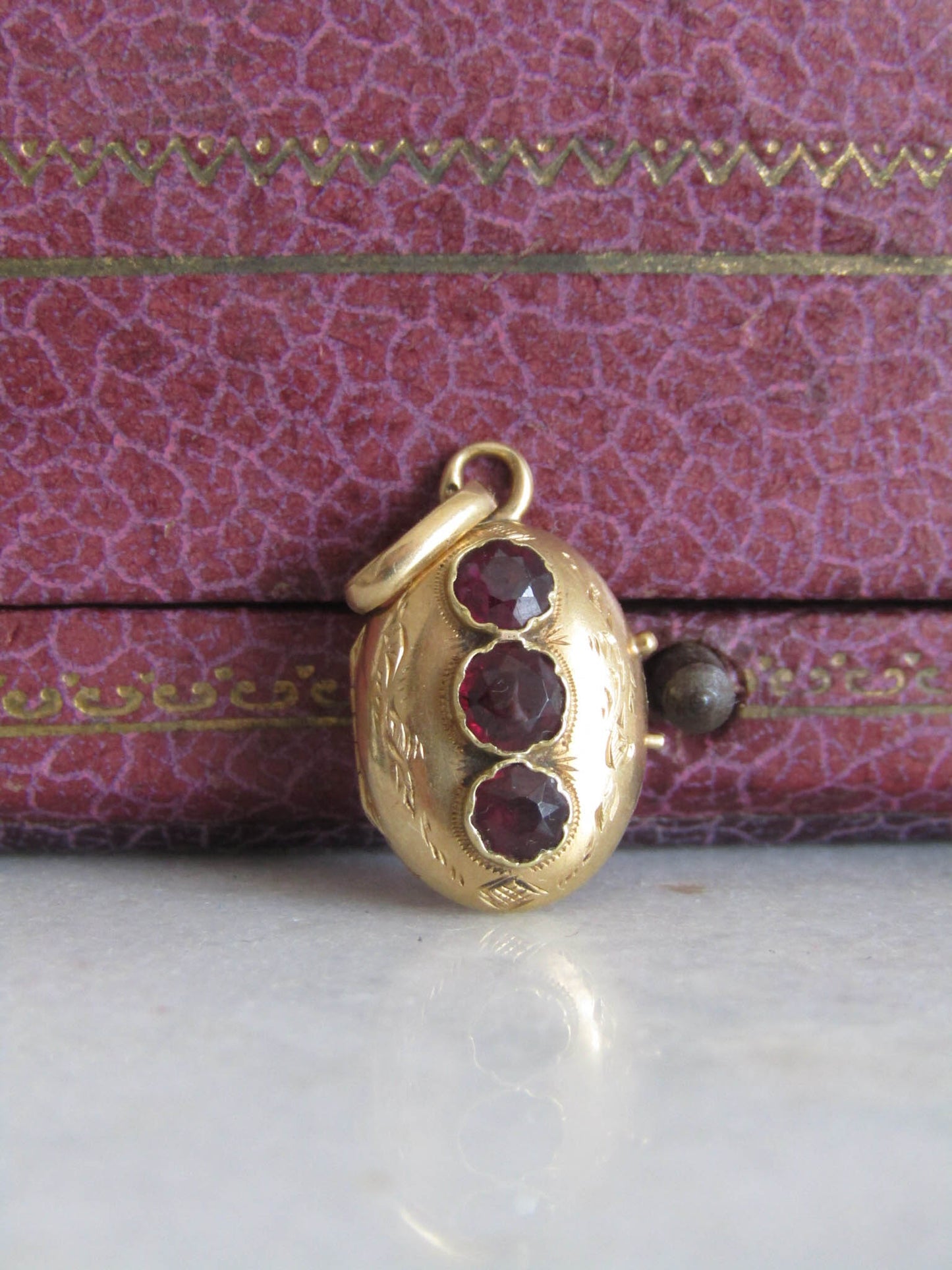 Antique Mid-Victorian French Garnet Locket c. 1860