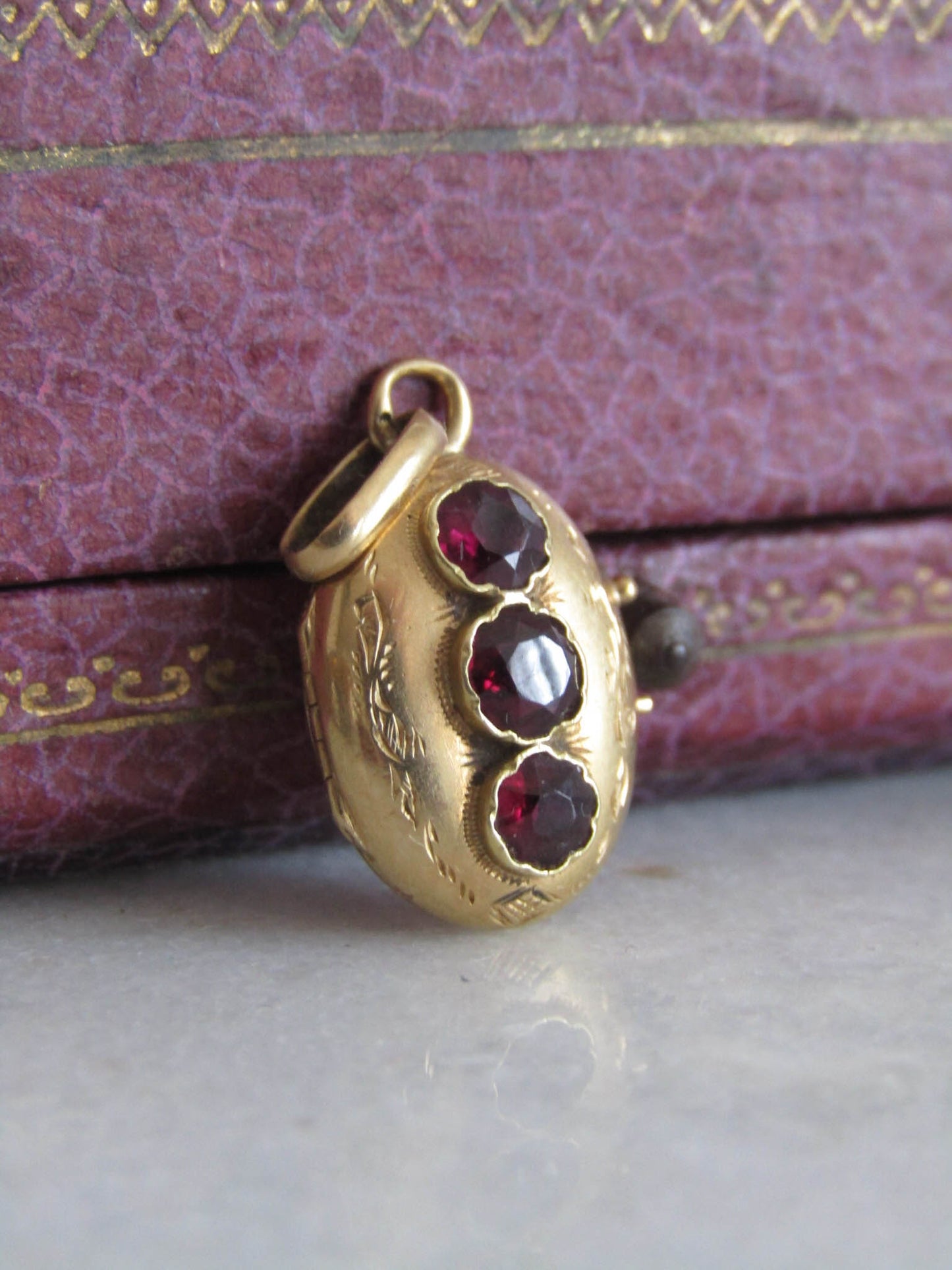 Antique Mid-Victorian French Garnet Locket c. 1860