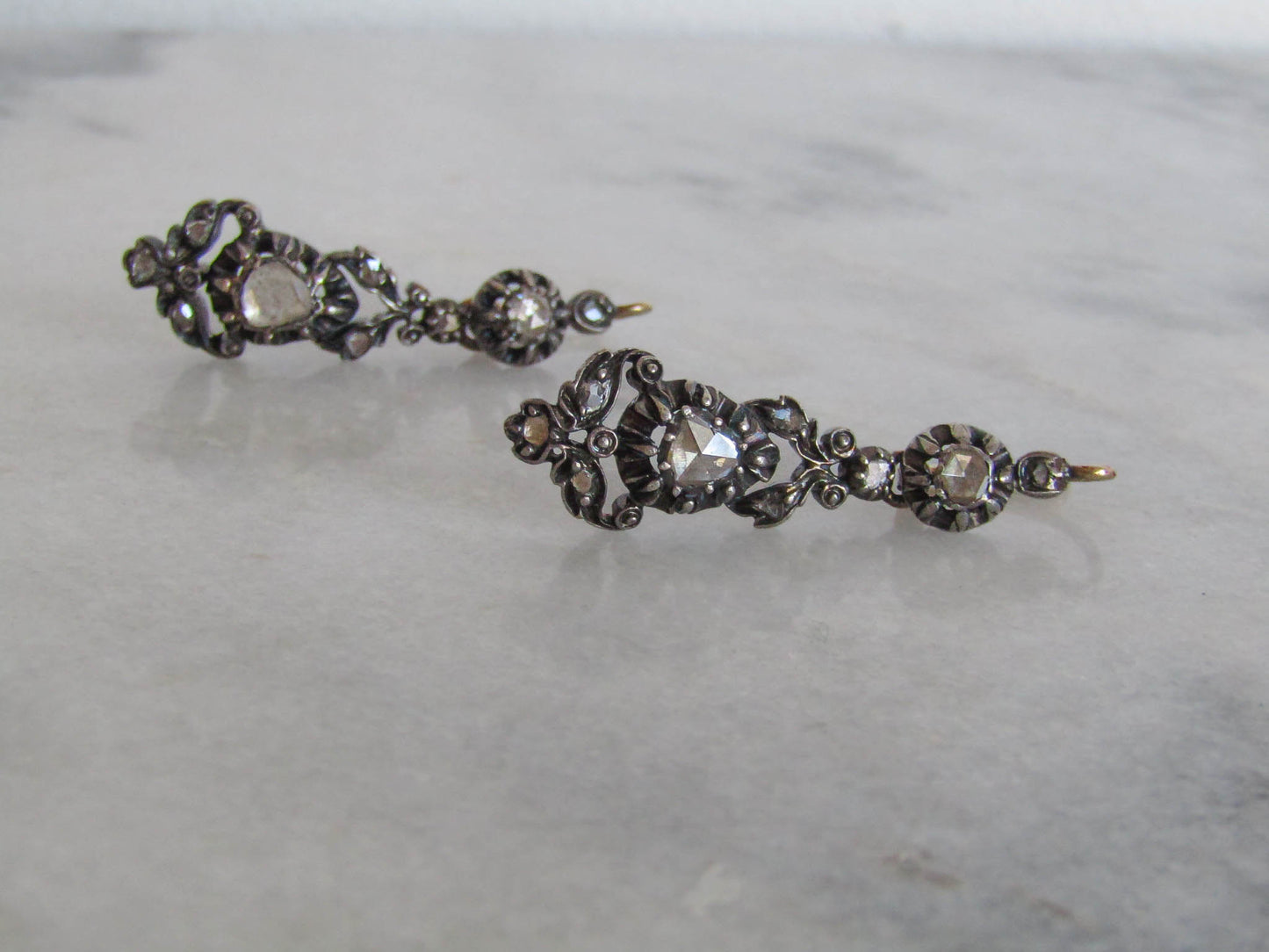 Antique French Regional Day and Night Drop Dangle Earrings
