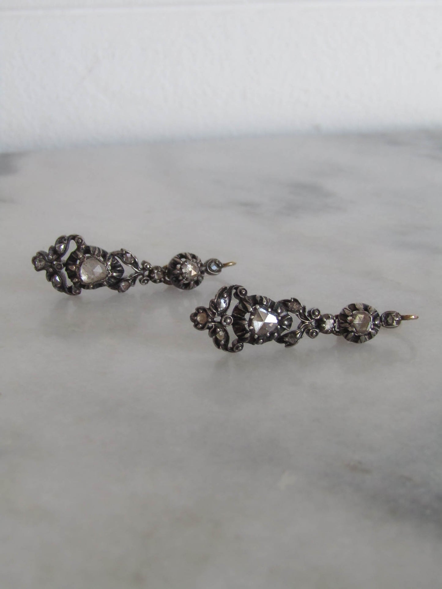 Antique French Regional Day and Night Drop Dangle Earrings