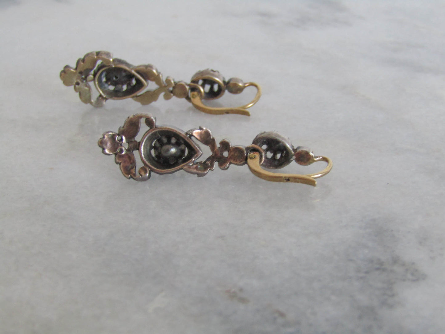 Antique French Regional Day and Night Drop Dangle Earrings