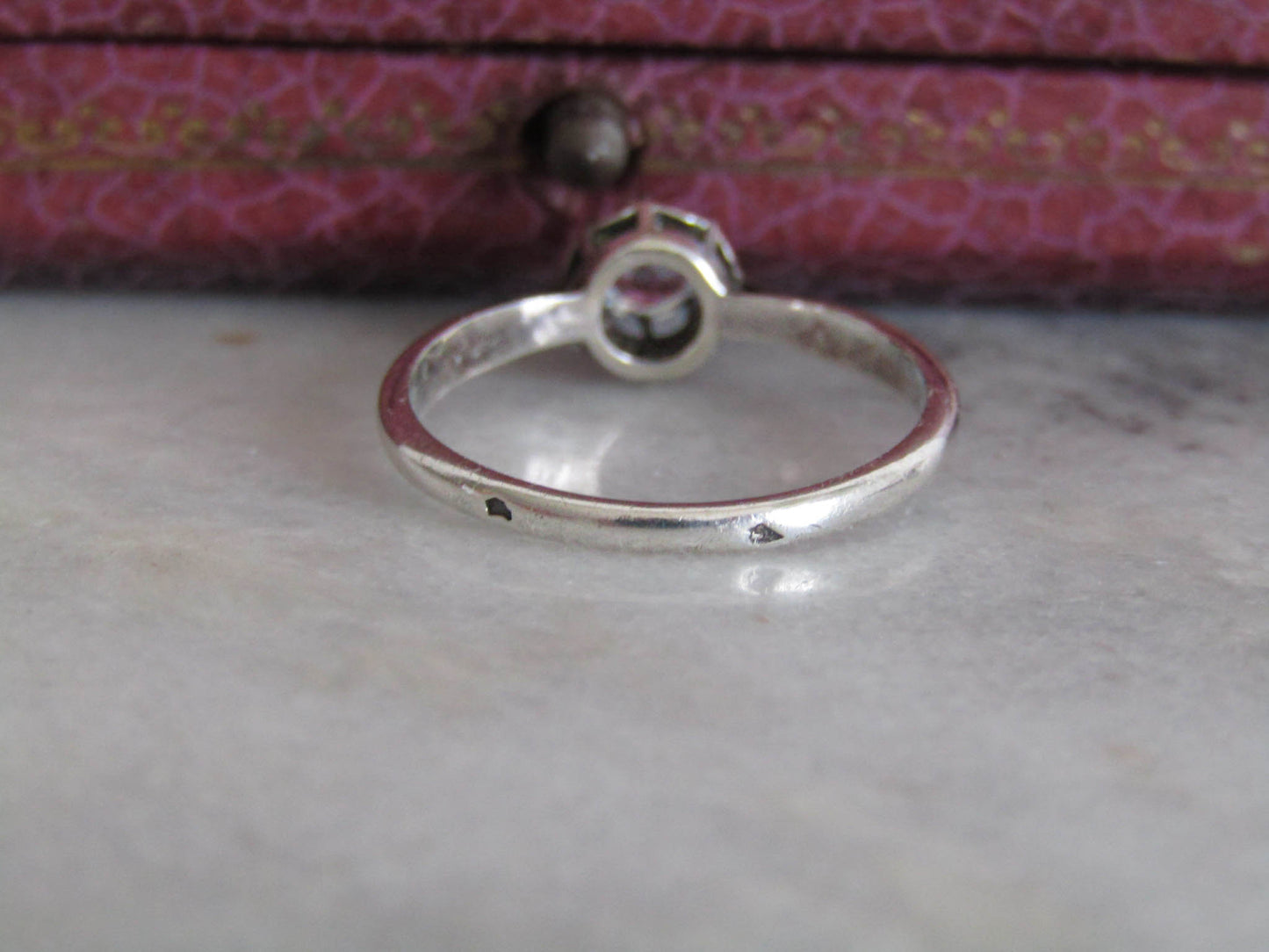 Antique French White Spinel Silver Stackable Ring c. 1910
