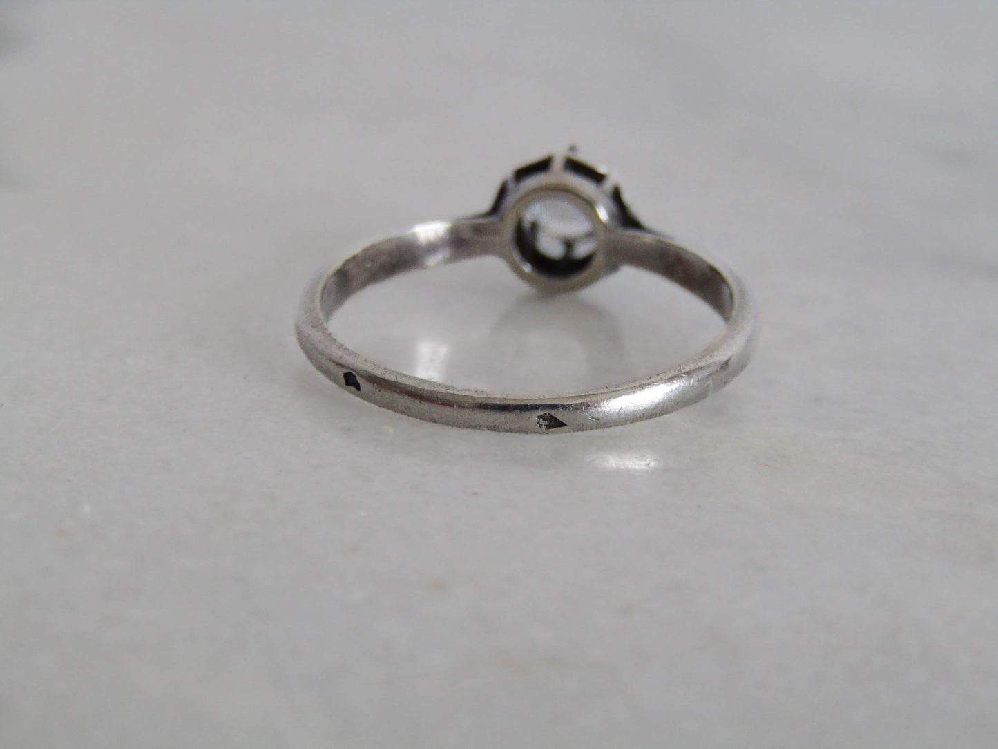 Antique French White Spinel Silver Stackable Ring c. 1910