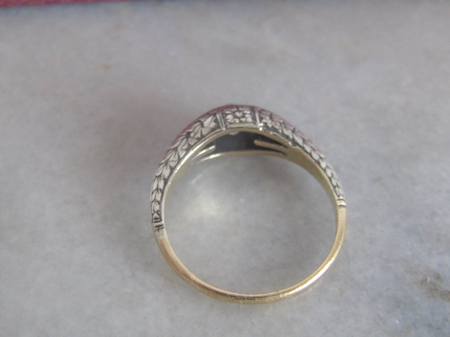 Antique 18K Gold and Silver White Sapphire Engagement Ring c. 1930
