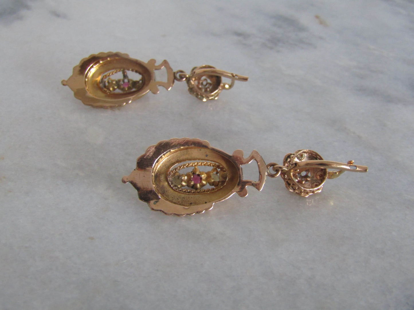 Antique French Napoleon III Drop Dangle Earrings c. 1860