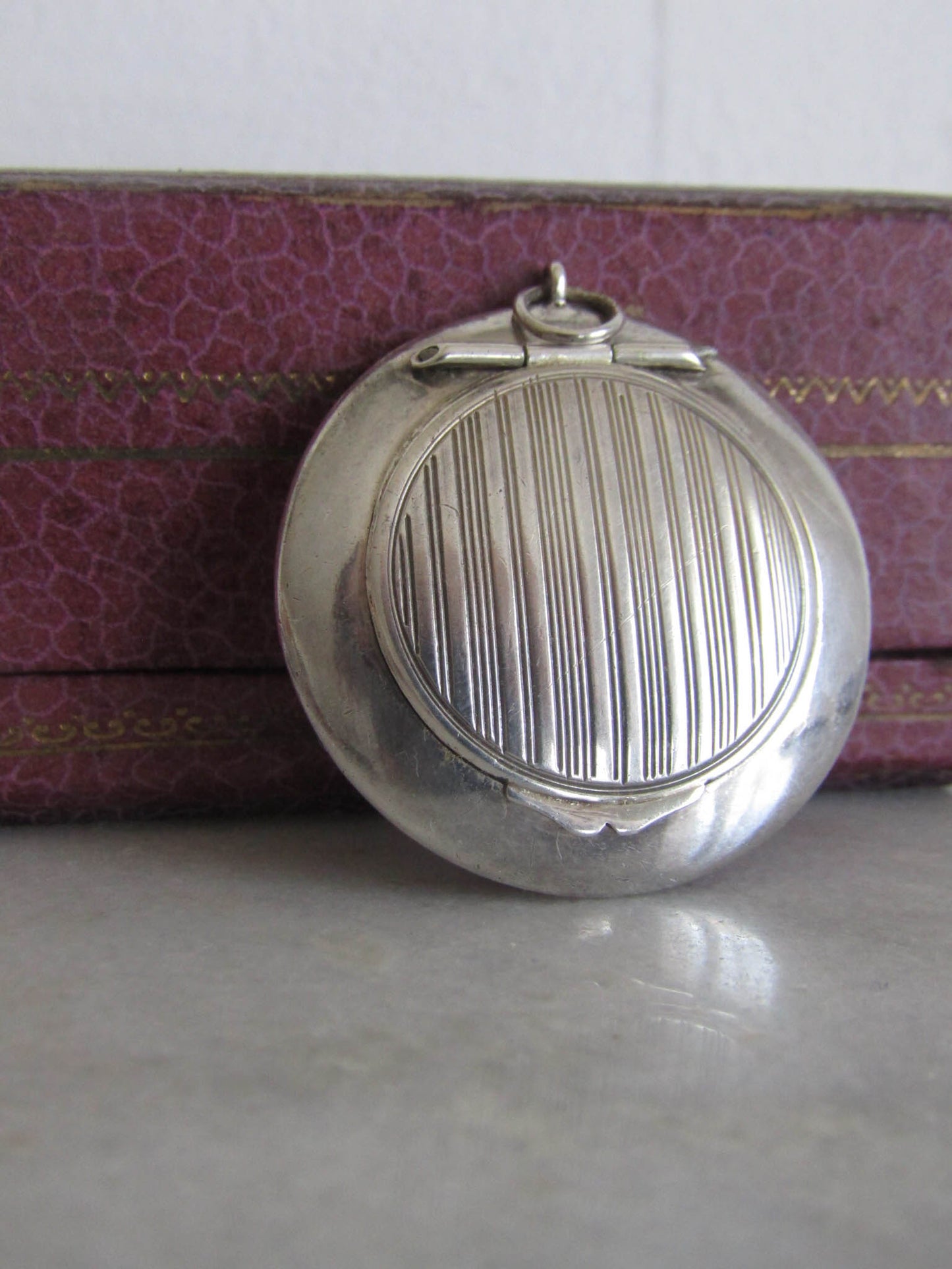 Antique French Silver Pillbox Pendant c. 1900