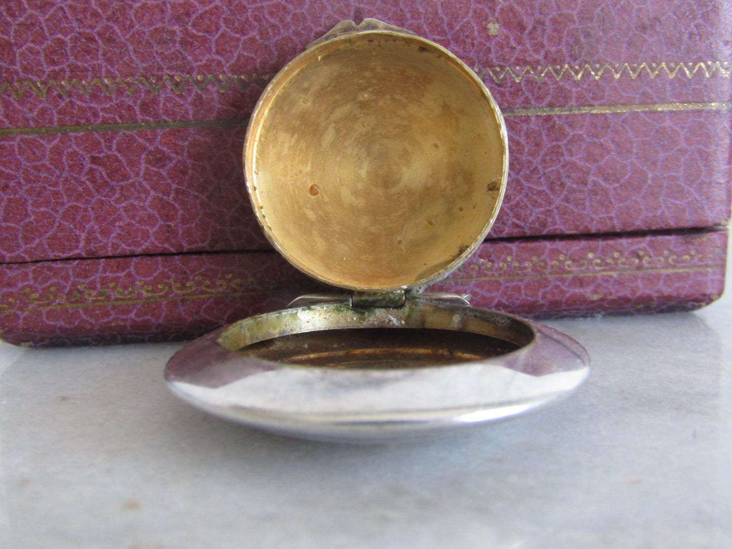 Antique French Silver Pillbox Pendant c. 1900