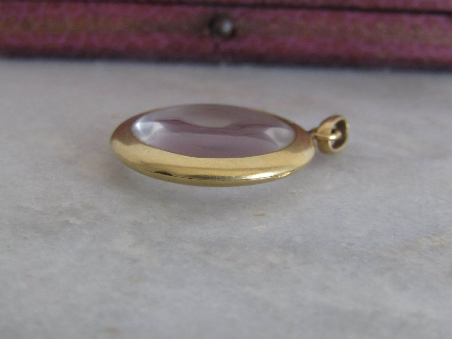 Antique 18K Solid Gold and Glass Sentimental Locket c. 1900