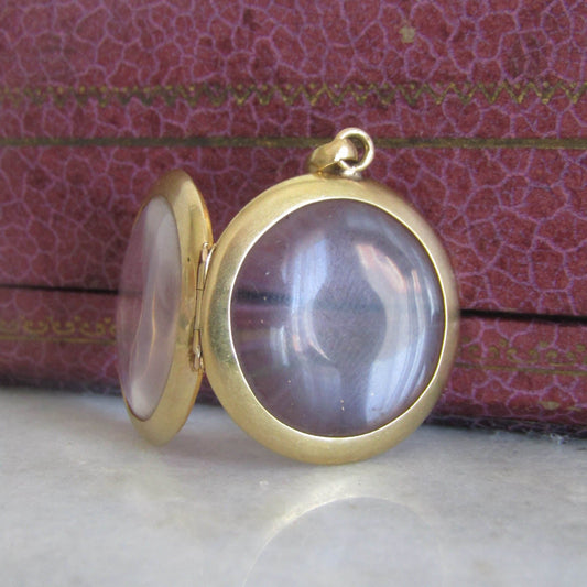 Antique 18K Solid Gold and Glass Sentimental Locket c. 1900