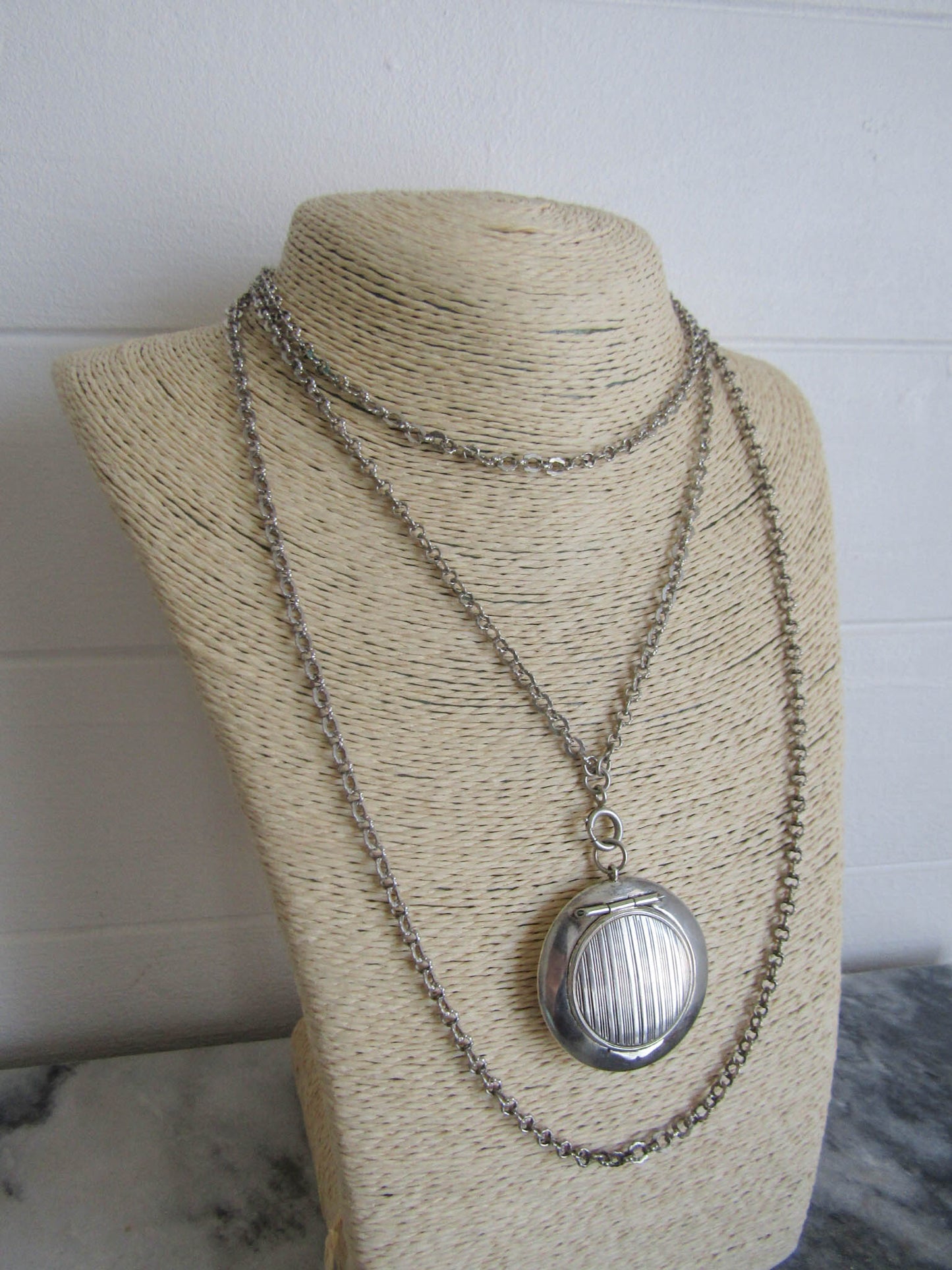 Antique French Silver Pillbox Pendant c. 1900