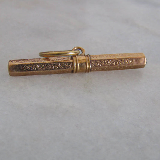 Antique 18K Solid Gold Albert Chain T-Bar Pendant