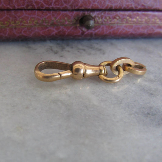 French Antique 18k Gold Solid Victorian Dog Clip Clasp Pendant Holder Connector Parts